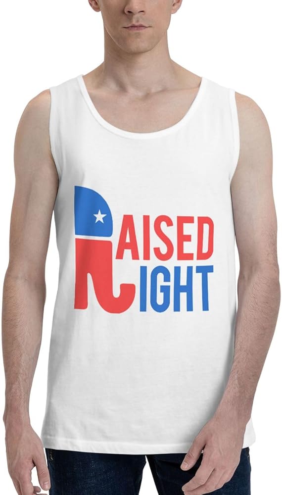 Raised Right Republican Elephant Men's Tank Top Shirt Cotton Tank Top Cool Running Shirt