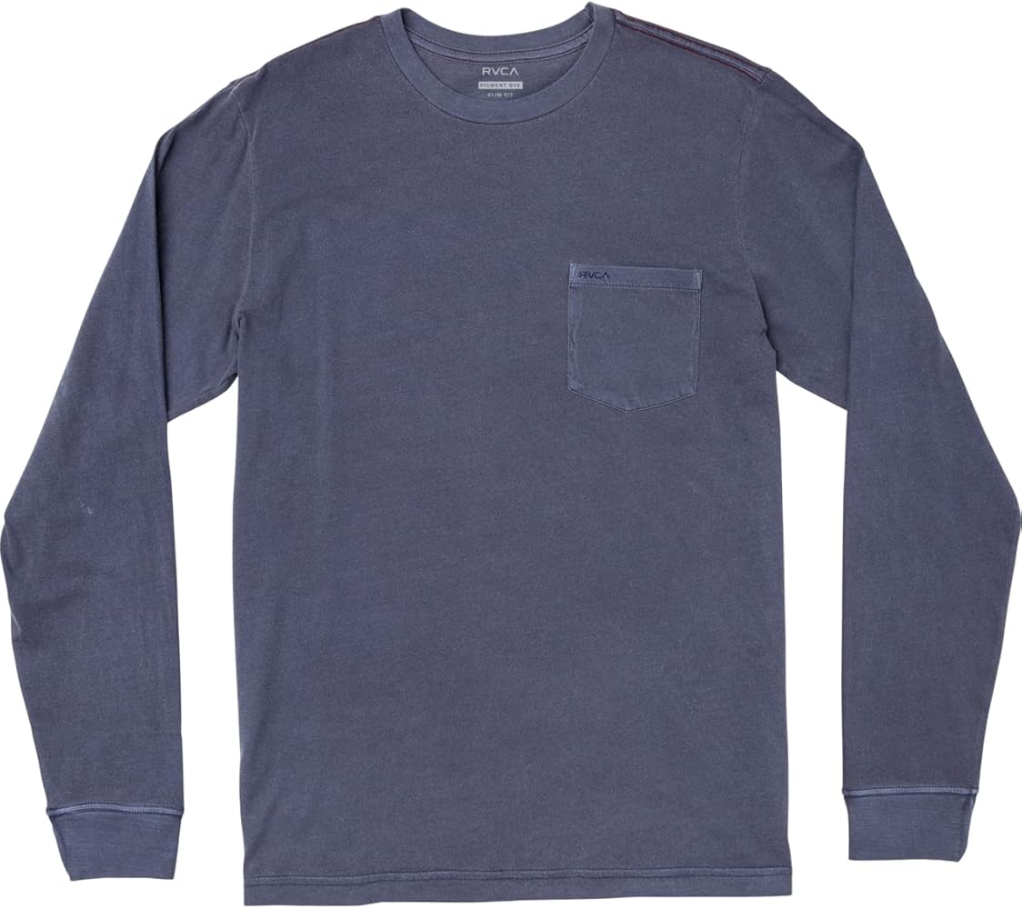 RVCA Men's PTC Pigment Long Sleeve Crew Neck Pocket T-shirt - Moody Blue | XX-Large