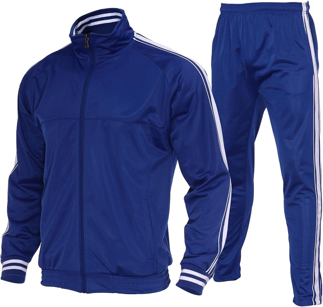 Men's Tracksuits 2 Piece Casual Athletic Set Full Zip Sweatsuits Workout Activewear Long Sleeve Running Jogging Suits Set(Royal Blue,4XL)