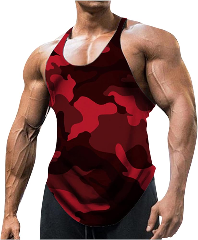 WENKOMG1 Mens Camouflage Tank Top Quick Dry Sports Shirt Sleeveless Fitness Muscular T-Shirt