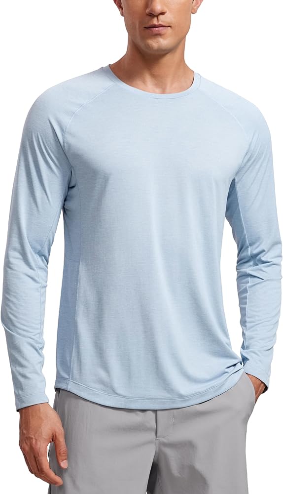 CRZ YOGA Men's Long Sleeve Shirts Lightweight Running Workout Shirts Moisture Wicking Quick Dry Tee Shirt Tops