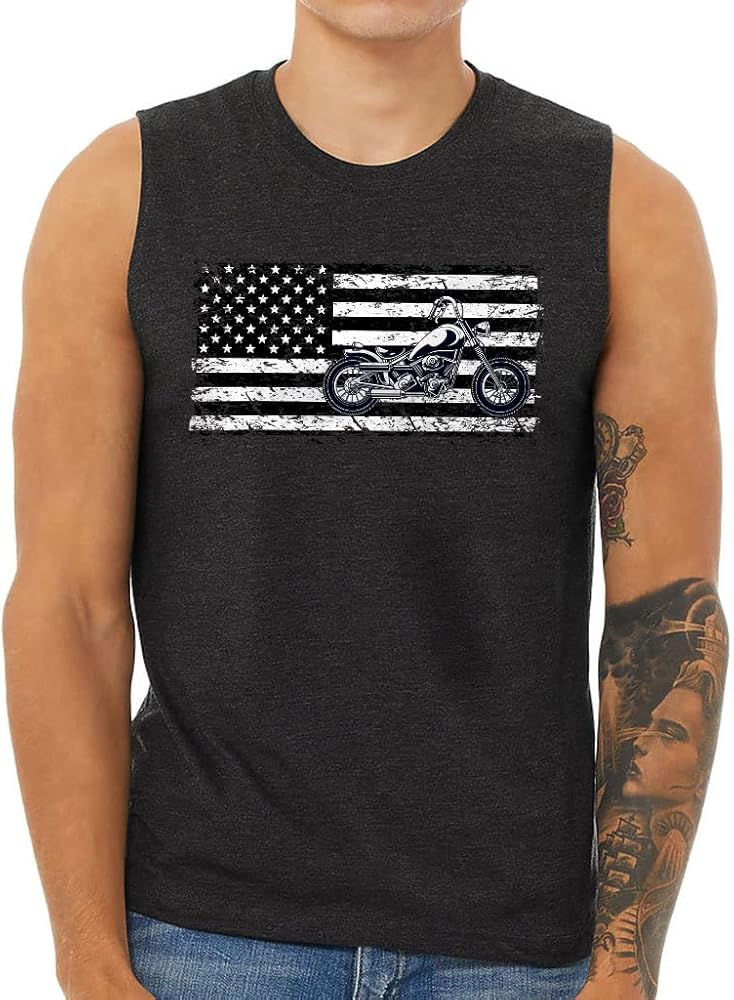 American Flag Bike Men's Muscle Tank - Patriotic Men's Sleeveless T-Shirt - Cute Design Tank