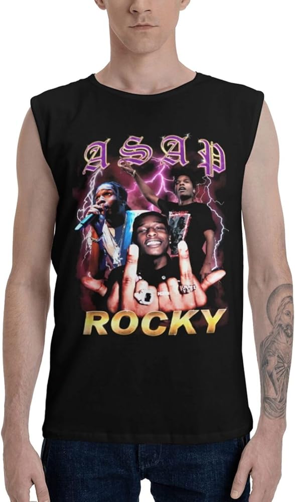 ASAP Rapper Rocky Singer Tank Tops Men's Casual Cotton Vest Summer O-Neck Sleeveless Tops