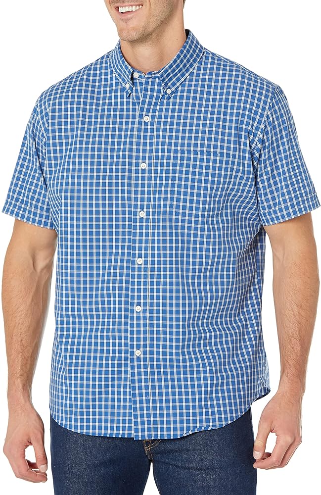 Arrow 1851 Men's Hamilton Poplins Short Sleeve Button Down Plaid Shirt