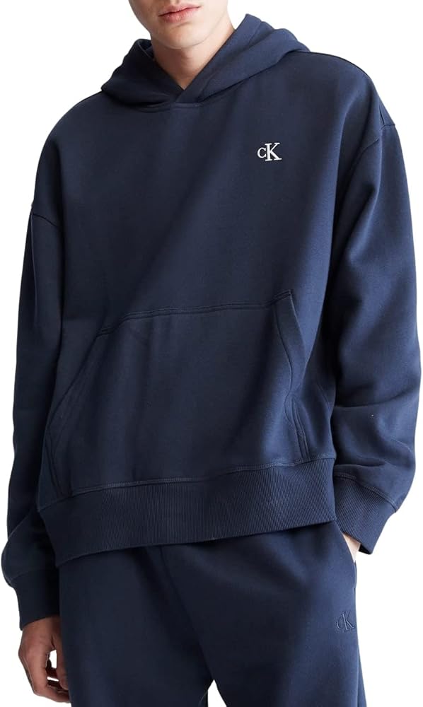 Calvin Klein Men's Relaxed Fit Monogram Logo Fleece Hoodie