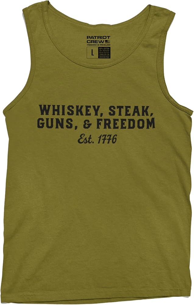 Whiskey Steak Guns & Freedom Tank Top, American Made Graphic Tank, Patriotic USA Sleeveless Shirt