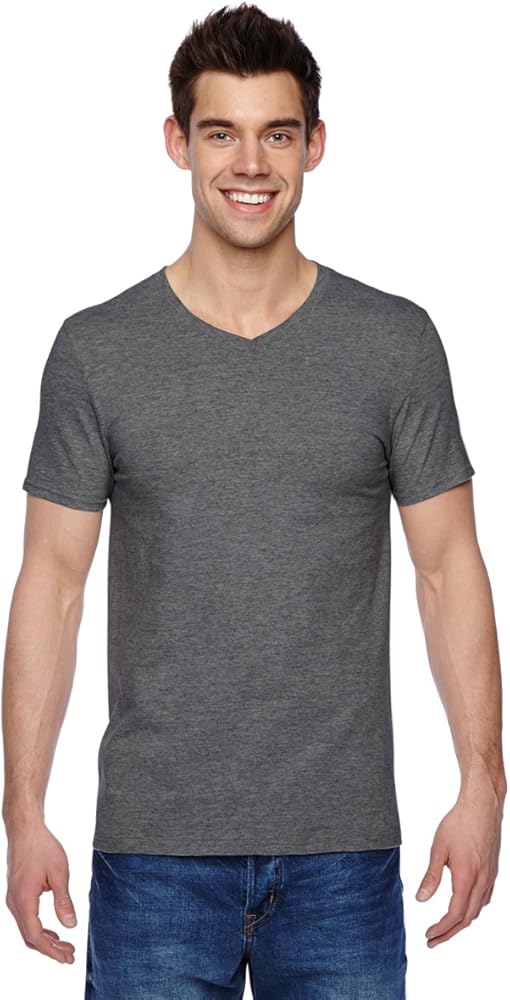 Adult 4.7 oz. Sofspun® Jersey V-Neck T-Shirt 3XL CHARCOAL GREY