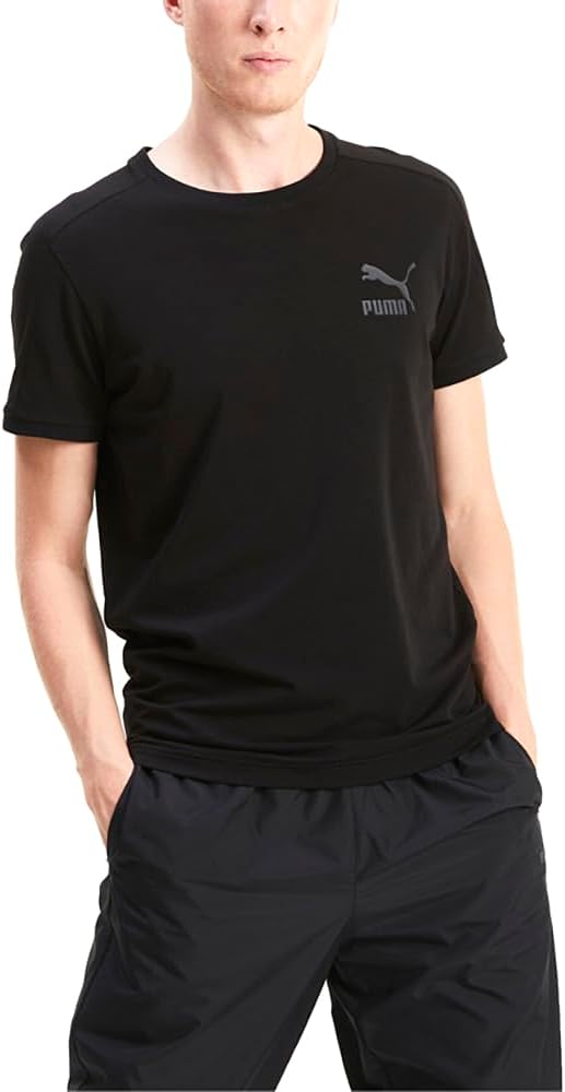 Puma - Mens Iconic T7 Slim T-Shirt, Size: Large, Color: Puma Black