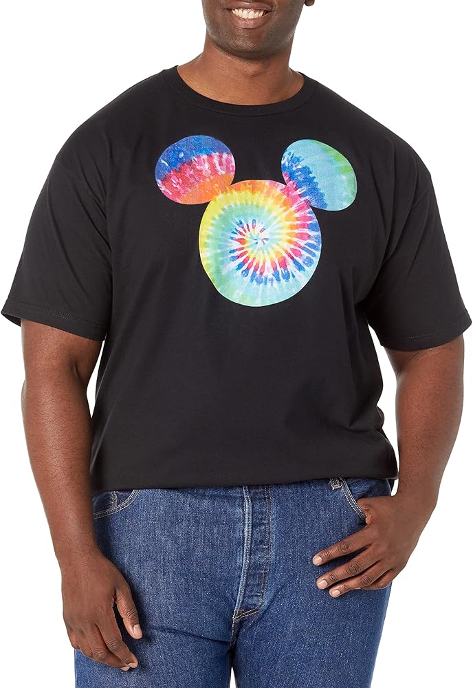 Disney Big & Tall Classic Mickey Tie Dye Fill Men's Tops Short Sleeve Tee Shirt