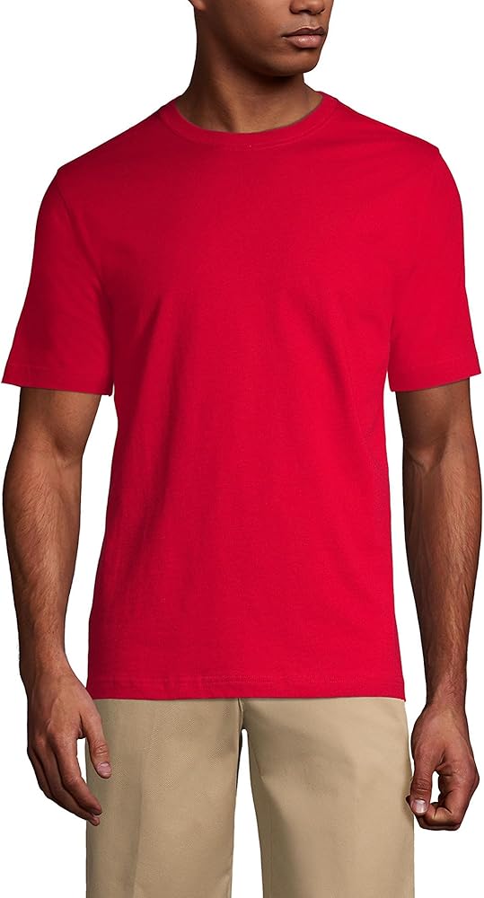 Lands' End School Uniform Men's Short Sleeve Essential T-Shirt Large Red