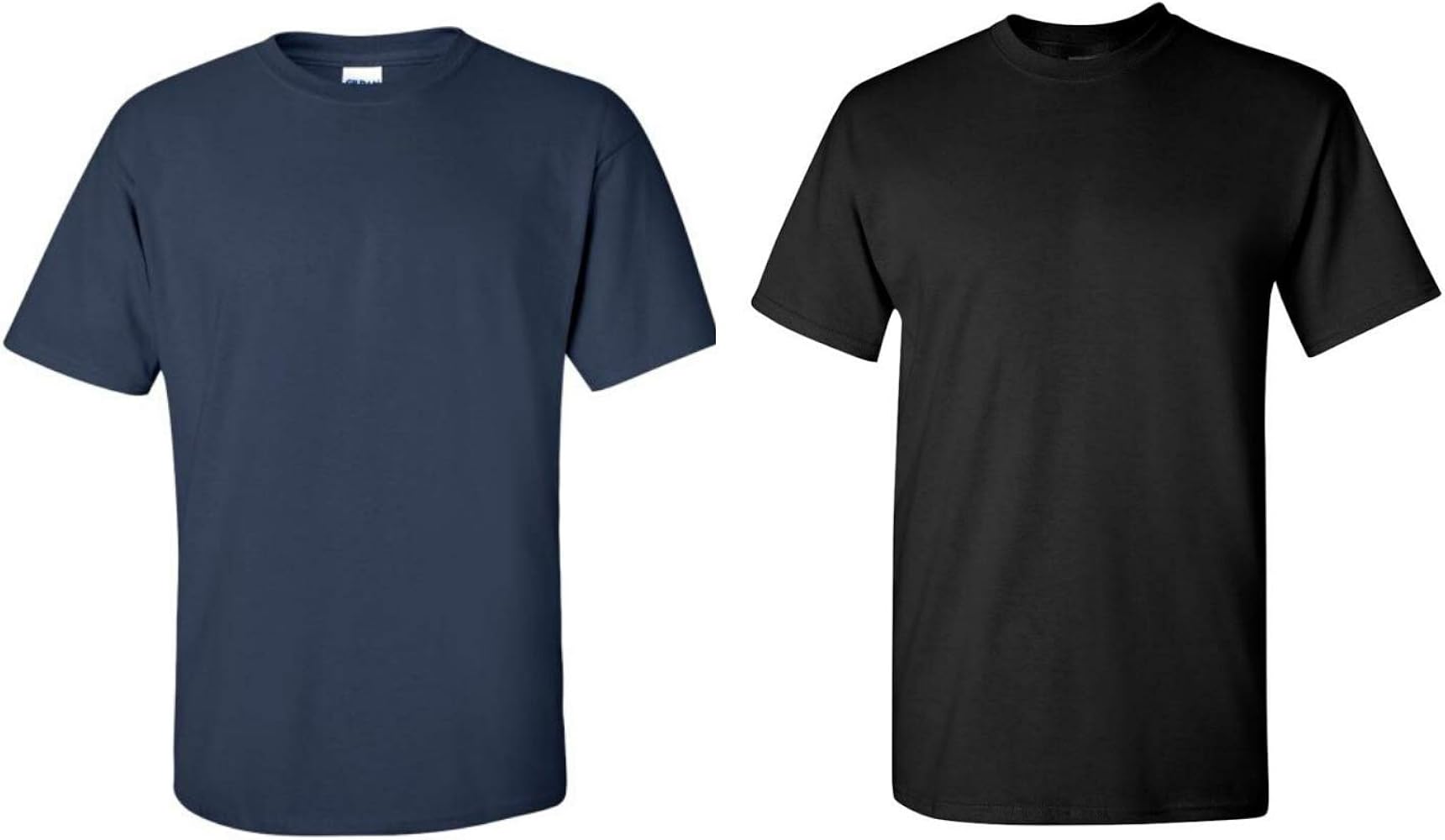 Gildan Men's Heavy Cotton Adult T-Shirt, 2-Pack, Navy/Black (Large, Navy/Black)