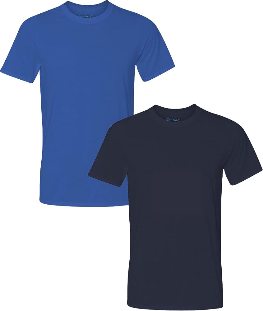 Gildan Men's Moisture Wicking Polyester Performance T-Shirt, 2-Pack Royal/Navy