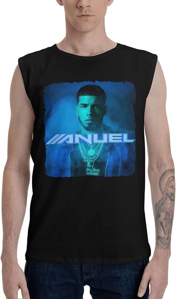 Anuel Rapper AA Singer Real Hasta la Muerte Tank Tops Mens Casual Cotton Vest Summer O-Neck Sleeveless T-Shirts