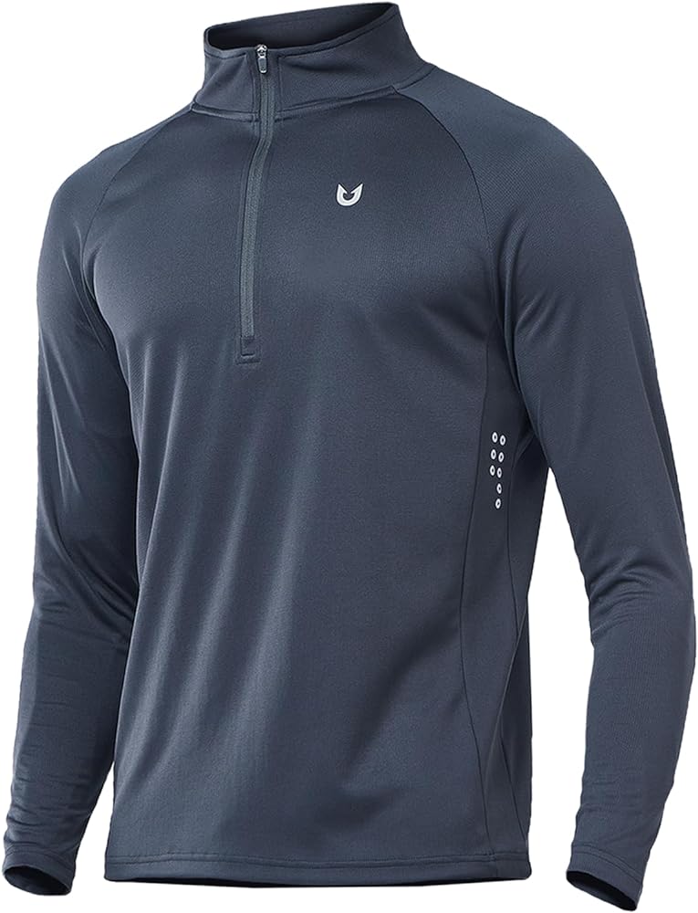 NORTHYARD Men's Running Shirt Long Sleeve Performance Zip Pullover Quick Dry Athletic Workout Shirts UPF 50+