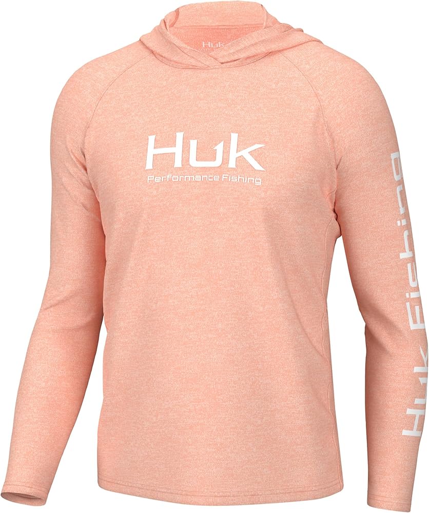 HUK Men's Pursuit Heather Hoodie, Sun Protecting Fishing Shirt with Hood