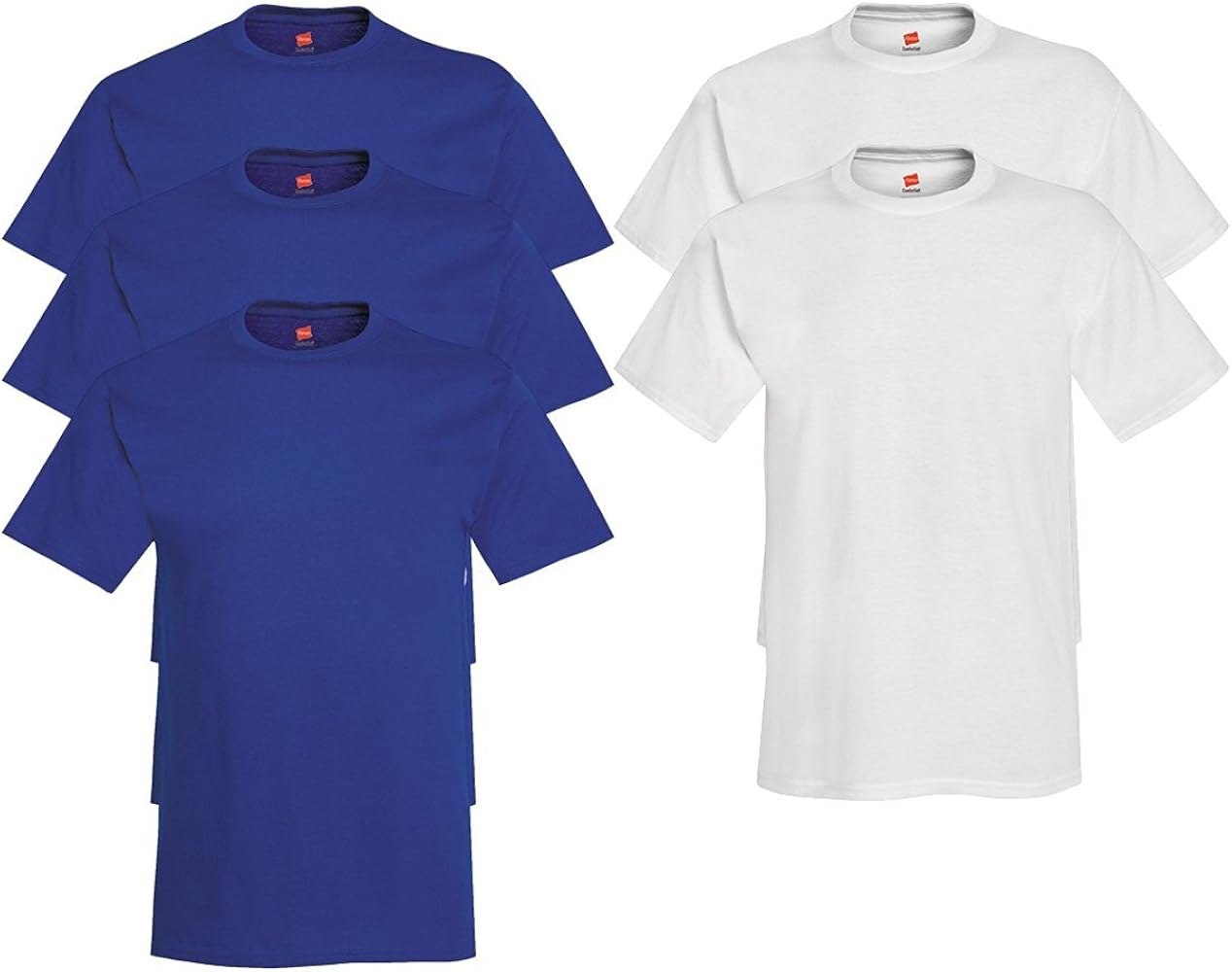 Hanes, Comfort Soft Crew-Neck T-Shirt (Pack of 5), 3 Deep Royal / 2 White, 3XL