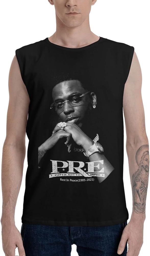 Young Rapper Dolph Singer RIP Tank Tops Mens Casual Cotton Vest Summer Round Neckline Sleeveless Tops