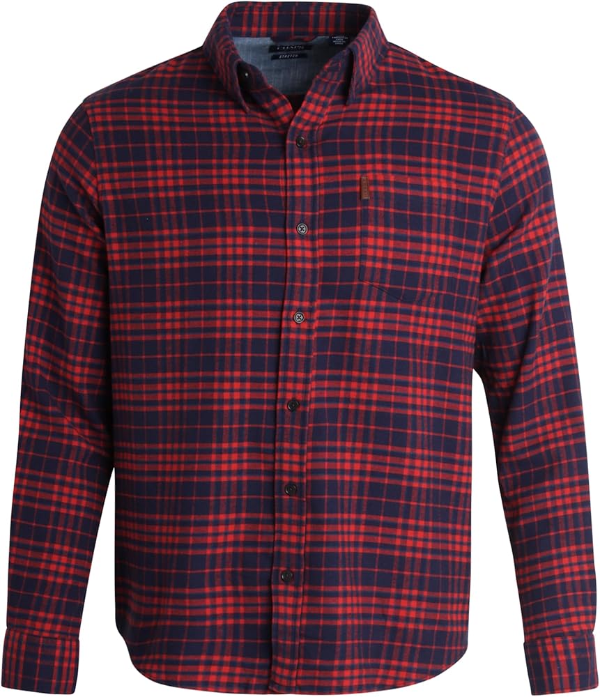 Chaps Men's Shirt - Comfort Stretch Button Down Flannel Shirt - Long Sleeve Heavyweight Plaid Shirt for Men (M-2XL)