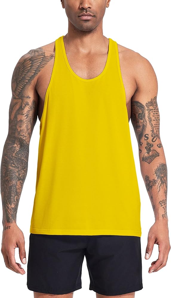 Men's Bodybuilding Stringer Tank Tops Y-Back Workout Muscle Tees Sleeveless Gym Athletic Shirts