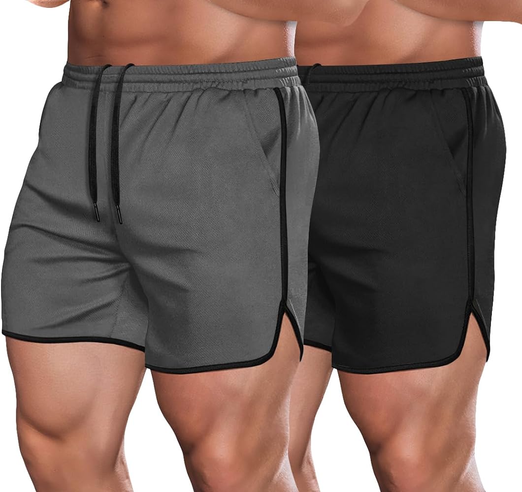 COOFANDY Men's Gym Workout Shorts 5 Inch 2 Pack Athletic Running Shorts Quick Dry Sport Training Shorts with Pockets