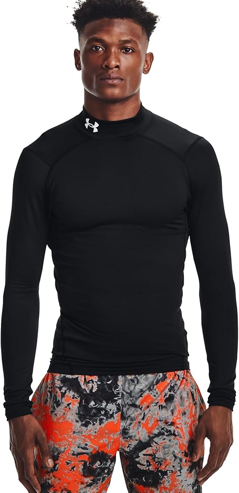 Under Armour ColdGear Armour Mens Compression Mock T Black-White,X-Large