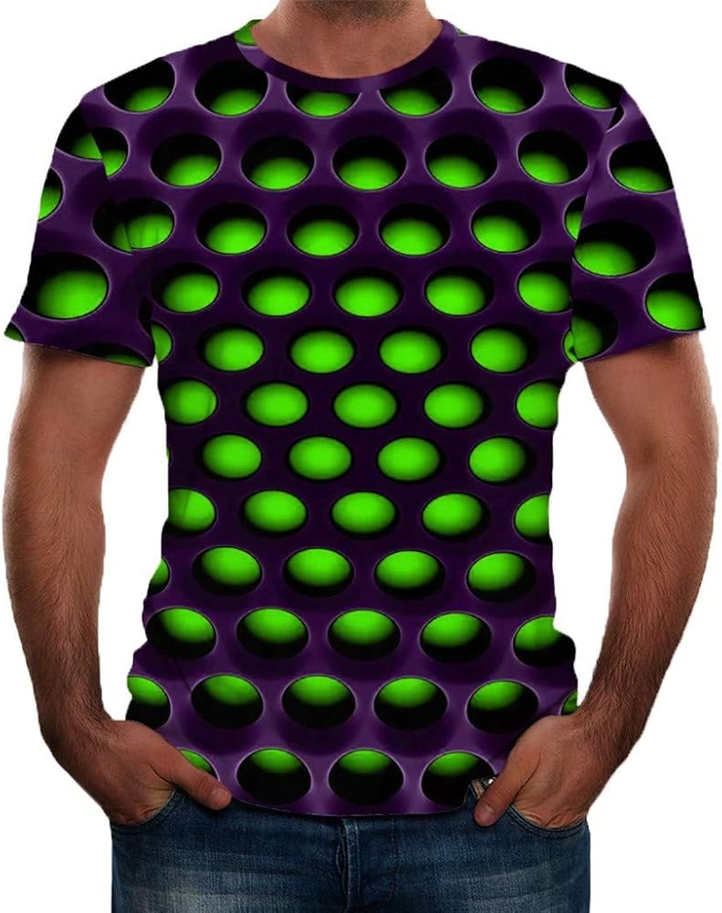 Men's 3D Printed Short Sleeve T-Shirt Mens Summer Shirt Comfort Soft Blouse Round Collar Tops M-6XL