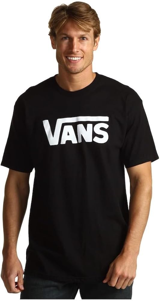 Vans Men's Classic Short Sleeve Tee, Classic Black (Logo), Size Large