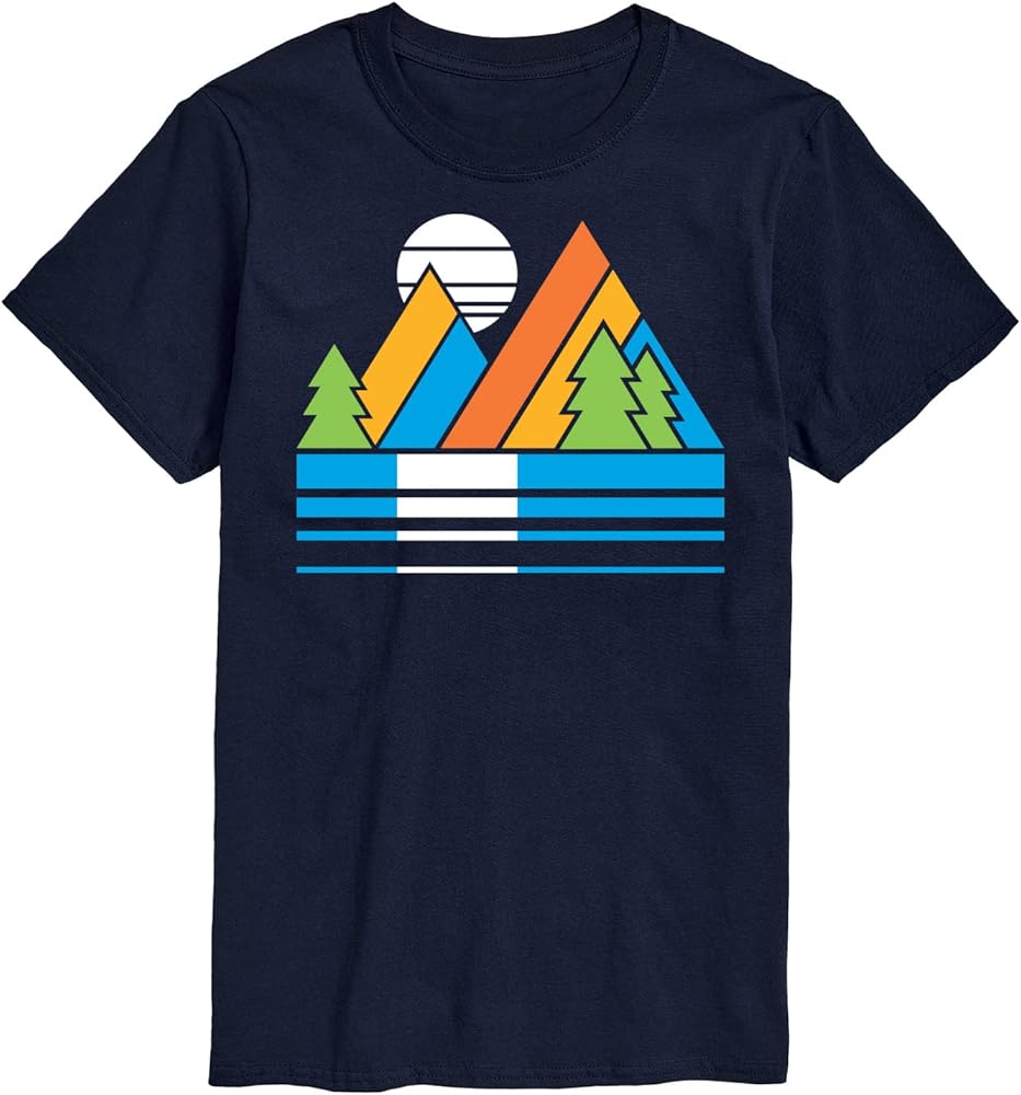 Instant Message - Retro Mountains Sunset - Men's Short Sleeve Graphic T-Shirt