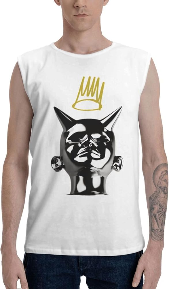 J Rapper Cole Singer Born Sinner Tank Tops Men's Casual Cotton Vest Summer Round Neckline Sleeveless Tops