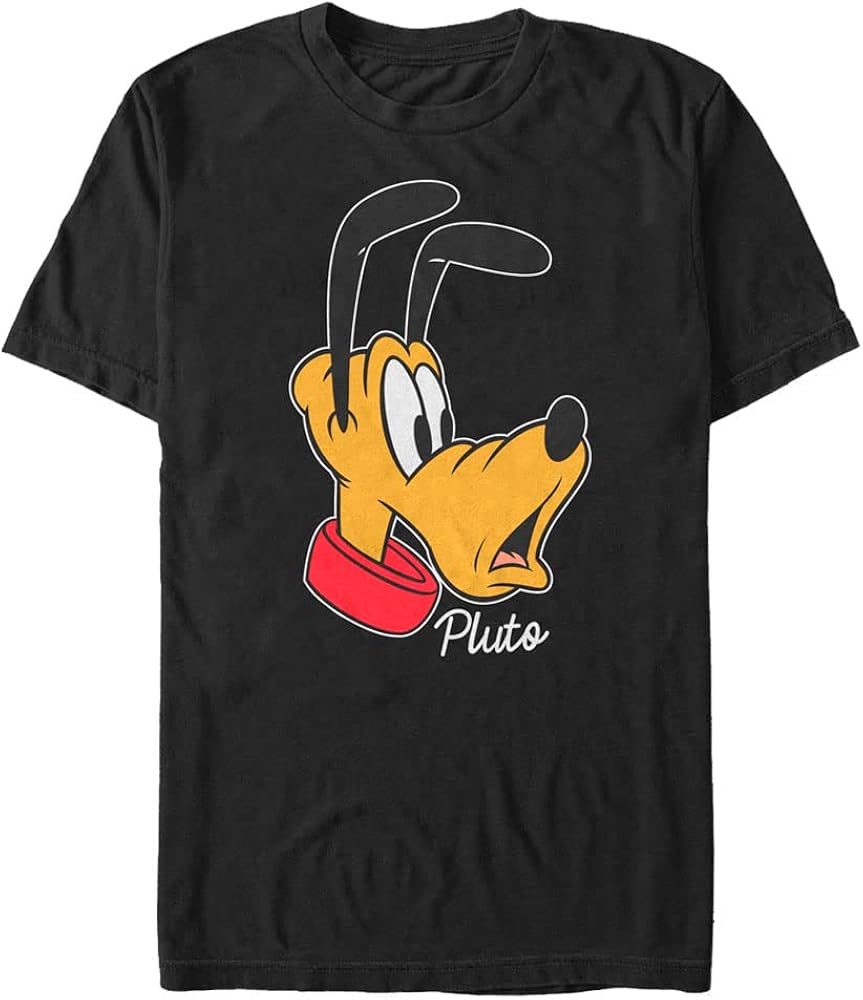 Disney Classic Mickey Pluto Big Face Men's Tops Short Sleeve Tee Shirt, Black, X-Large Tall