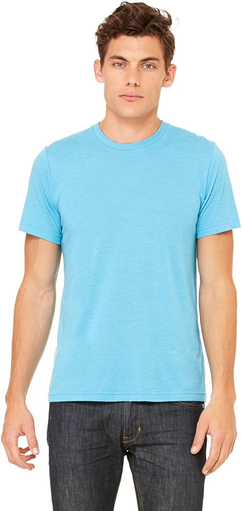 Canvas Mens Triblend Crew Neck Plain Short Sleeve T-Shirt (L) (Denim Triblend)