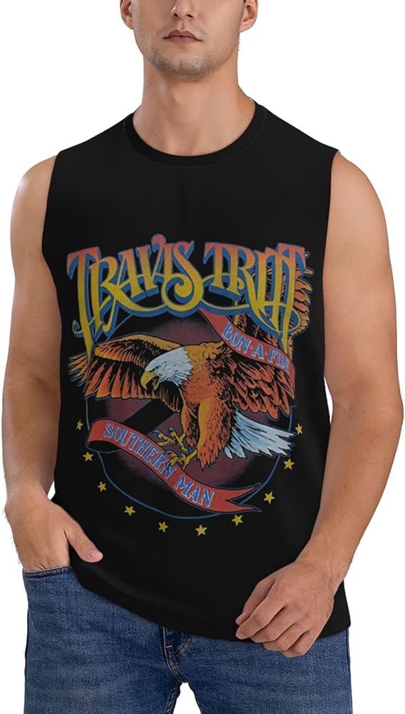 Travis Music Tritt Tank Tops Man's Summer Fashion Vest Round Neckline Sleeveless T-Shirts