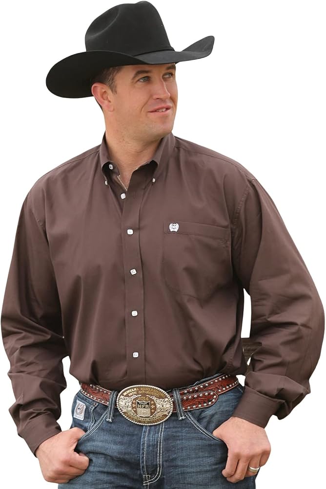 Cinch Men's C&Zwnj;Inch Solid Burgundy Button Long Sleeve Western Shirt - Mtw1104239 Bur