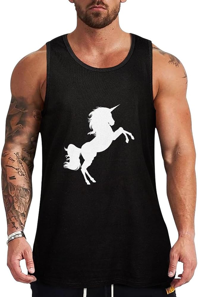 Ready Unicorn Breathable Men's Tank Top Soft Muscle Vest T-Shirts Quick Dry Sleeveless Fitness Tee