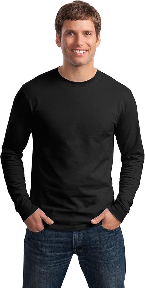 Hanes Mens Tagless 100% Cotton Long Sleeve T-Shirt - Black SS-5586 2XL