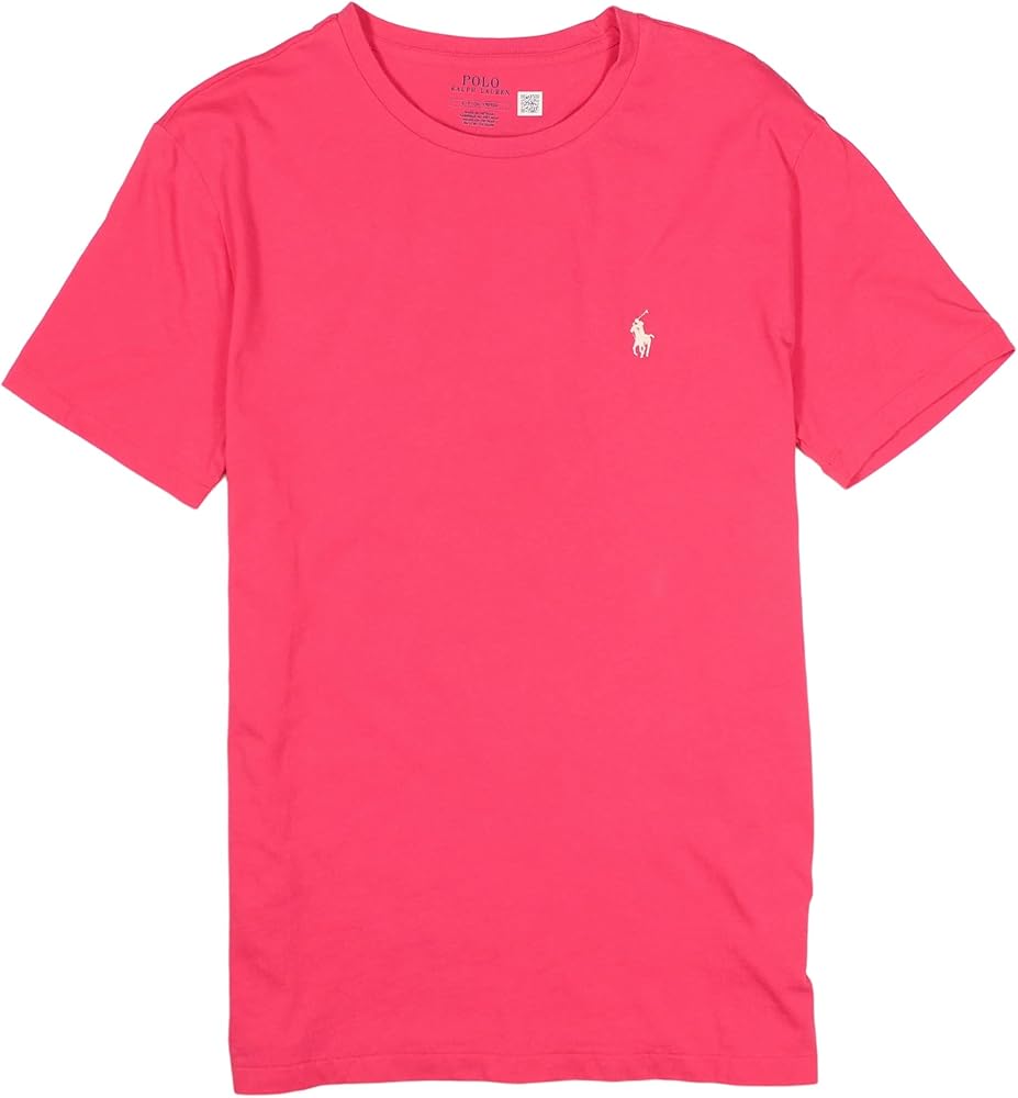 POLO RALPH LAUREN Men's Classic Fit Crew Neck Jersey Cotton T-Shirt (Hot Pink, Medium)