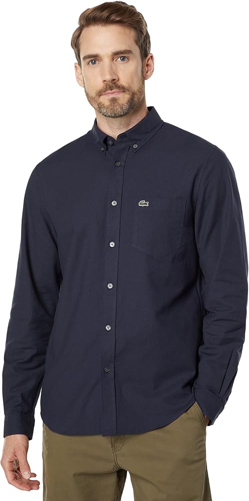 Lacoste Mens Buttoned Collar Oxford Cotton Shirt