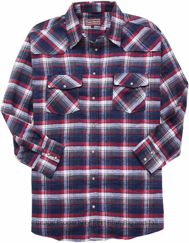 Big & Tall Men's WESTERN Flannel Plaid Shirt