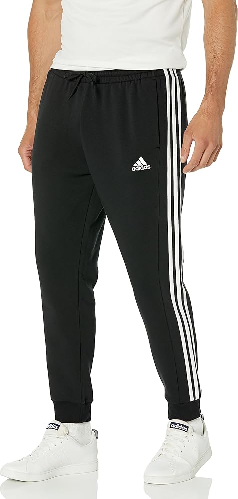 adidas Men's Tall Size Essentials 3-Stripes Fleece Tapered Cuff Pants