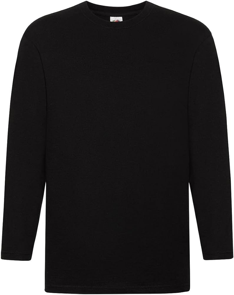 Fruit of the Loom Men's Super Premium Long Sleeve Crew Neck T-Shirt Small Black