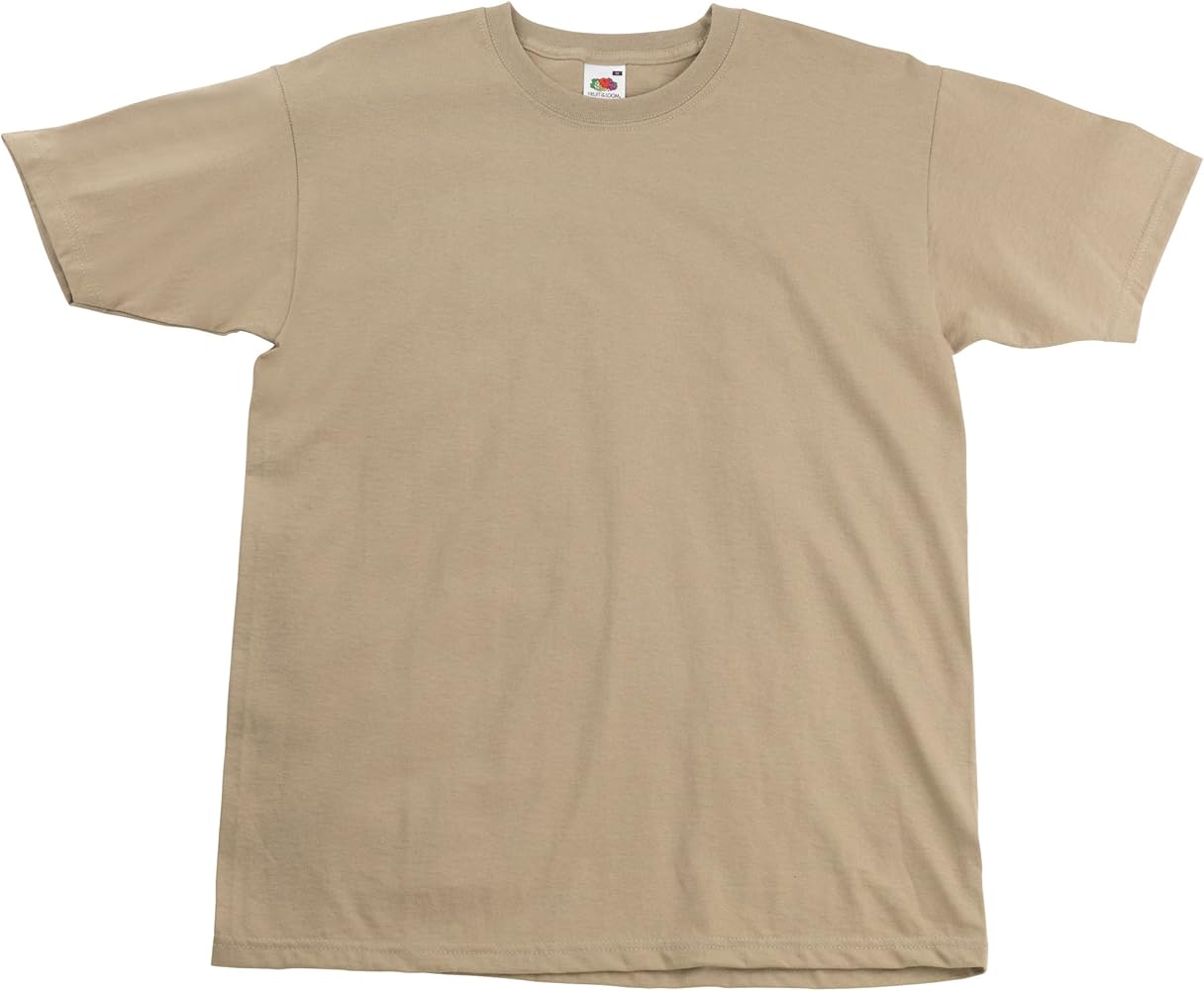 Fruit of the Loom Mens Super Premium Short Sleeve Crew Neck T-Shirt (XXL) (Khaki)