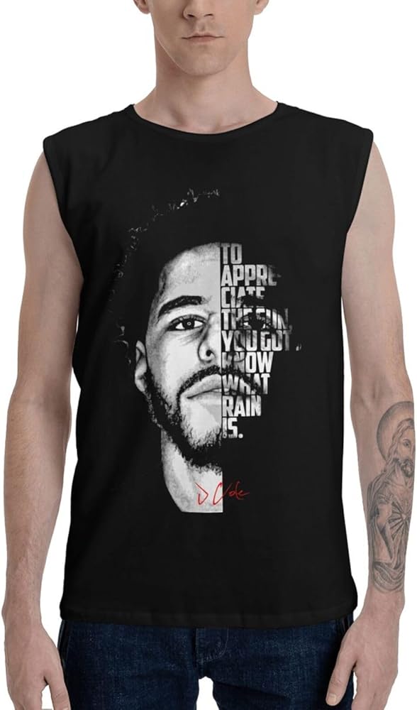 J Rapper Cole Singer Tank Tops Mens Casual Cotton Vest Summer O-Neck Sleeveless T-Shirts