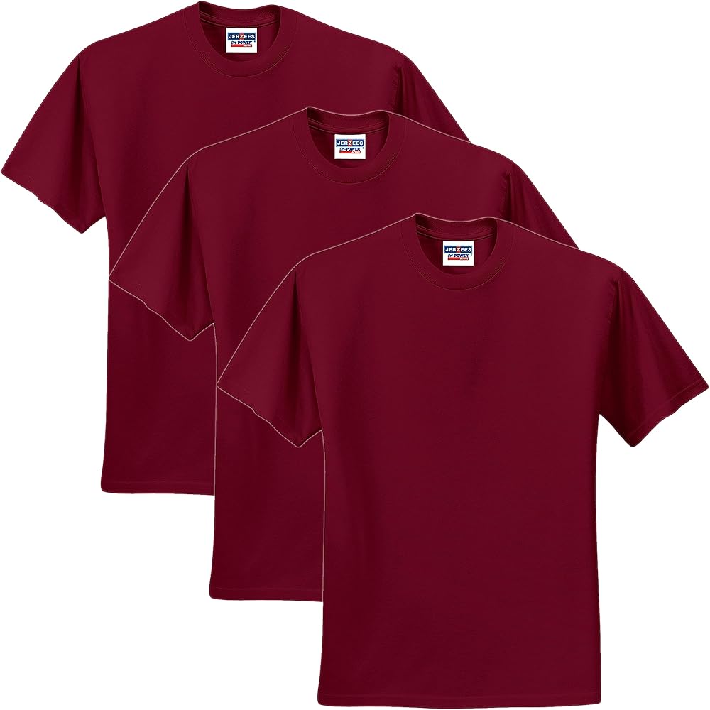 Jerzees mens 5.6 oz. 50/50 Heavyweight Blend T-Shirt(29M)-MAROON-L-3PK