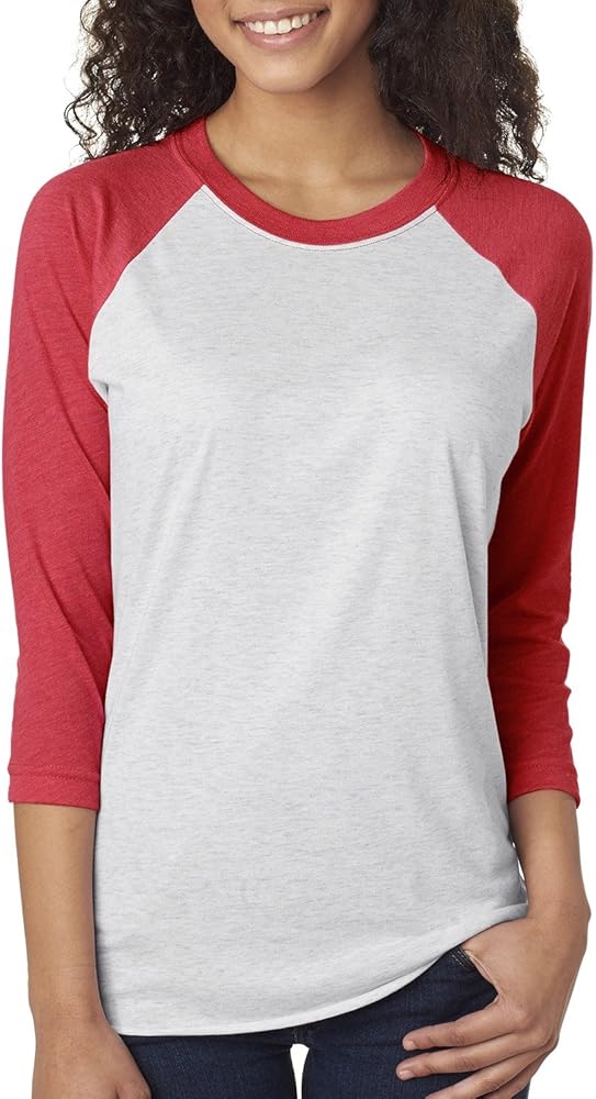 Next Level Unisex 3/4-Sleeve Raglan T-Shirt, Vintage Red/HTHR Wht, XX-Large