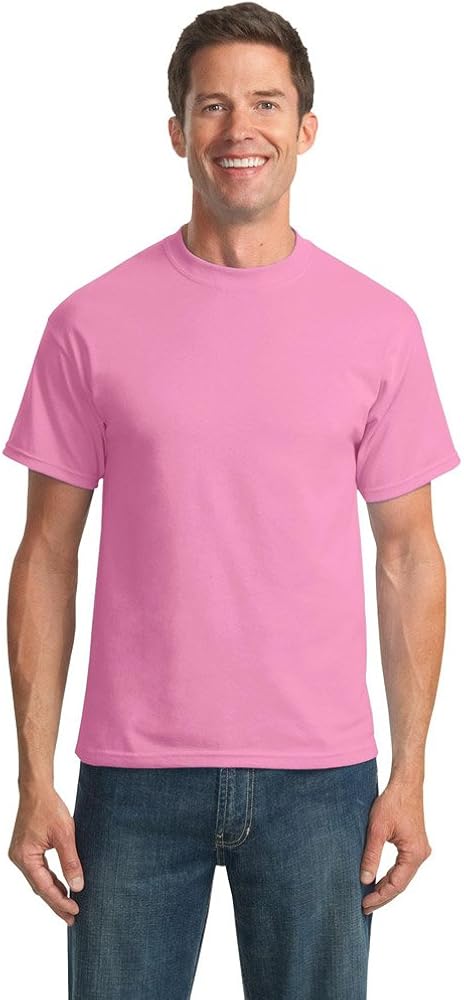 Port & Company Mens 50/50 Cotton/Poly T-Shirts, 4XLT, Candy Pink