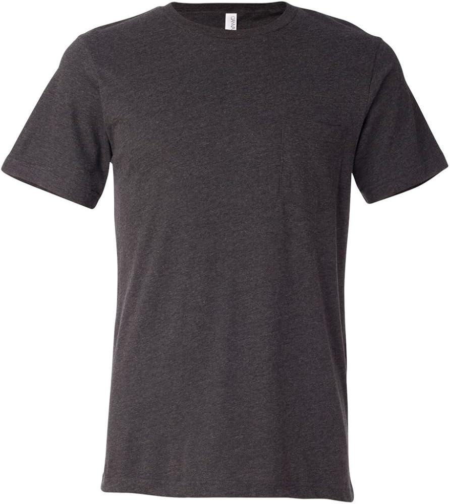 Bella + Canvas Men's Jersey Short-Sleeve Pocket T-Shirt, Dark Grey Heather, Medium