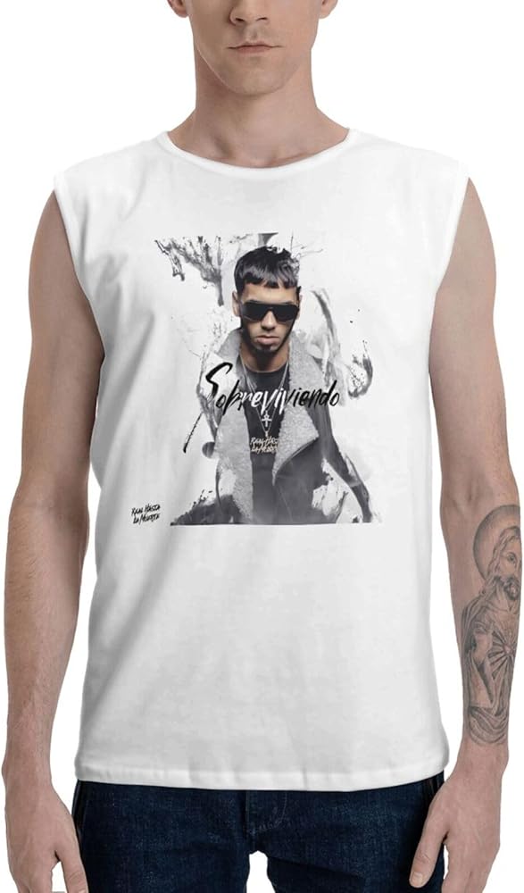 Anuel Rapper AA Singer Tank Tops Man's Casual Cotton Vest Summer Round Neck Sleeveless T-Shirts