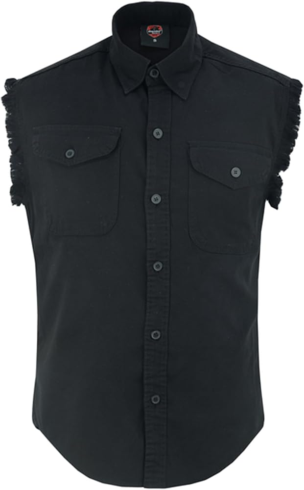 Daniel Smart Cotton Denim Sleeveless Frayed Button Down Shirts for Men with Front Chest Pockets.