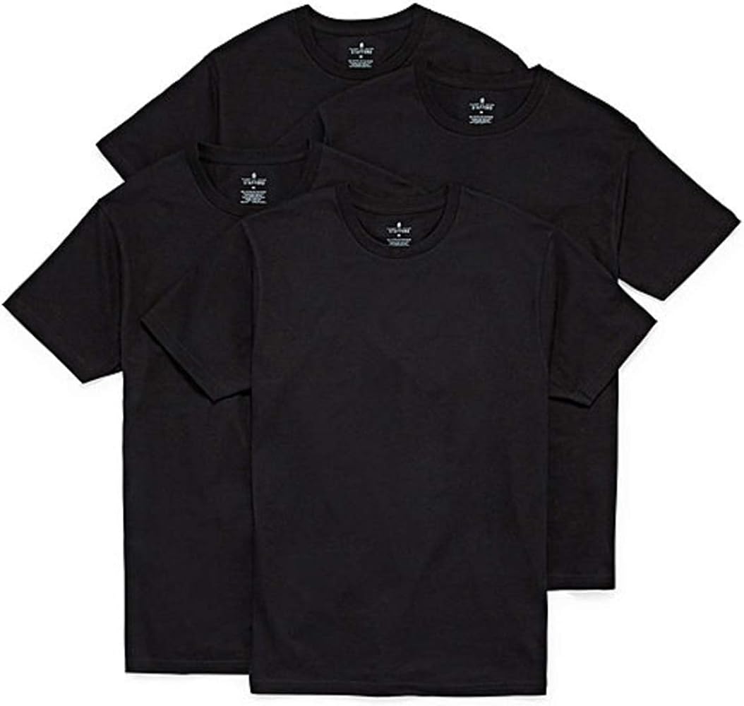 Stafford Performance Set of 2 Premium Fashion Crew Neck Black Shirts 100% Cotton