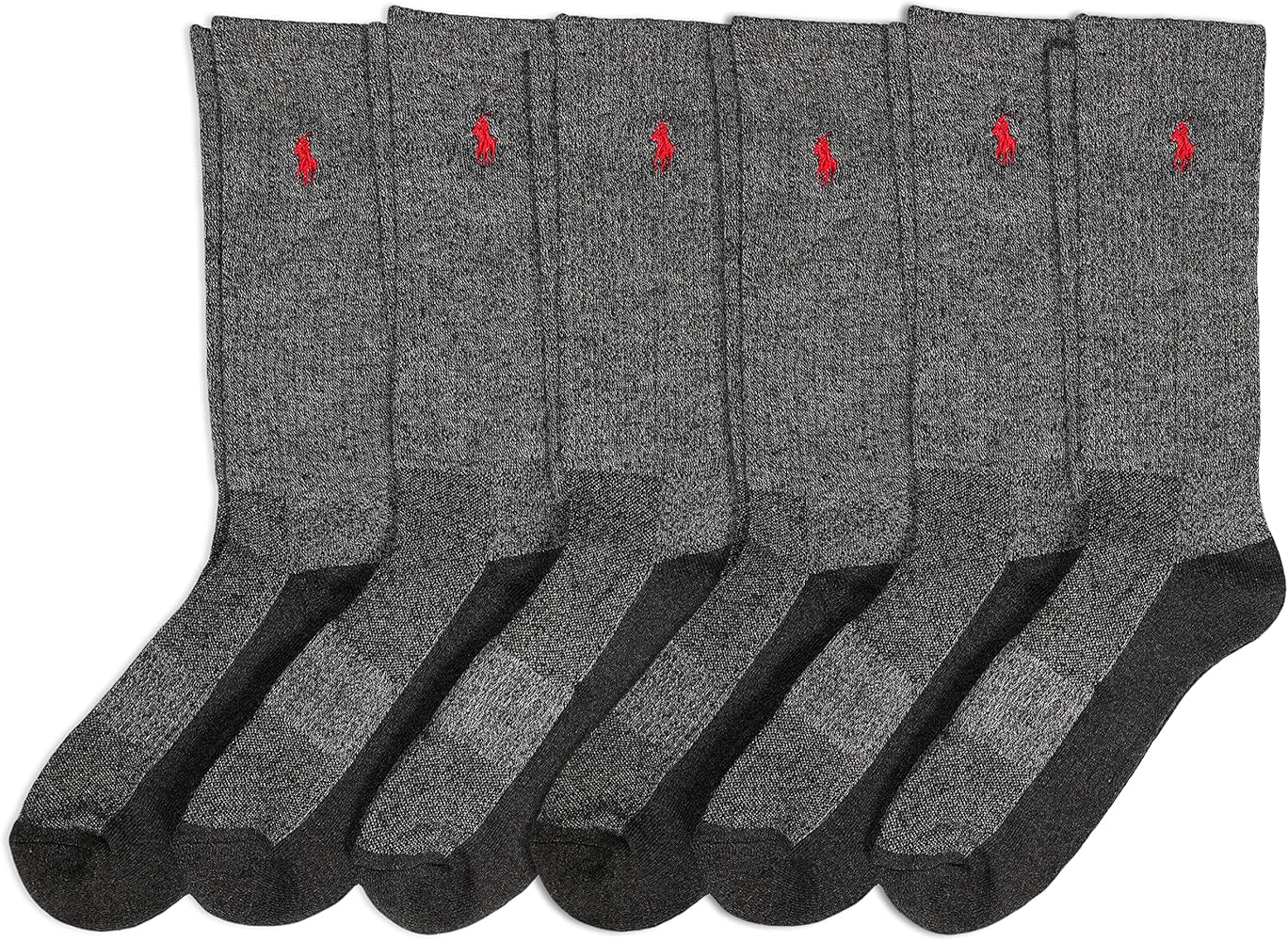 POLO RALPH LAUREN Men's Classic Sport Marled Socks-6 Pair Pack-Breathable Mesh and Arch Support